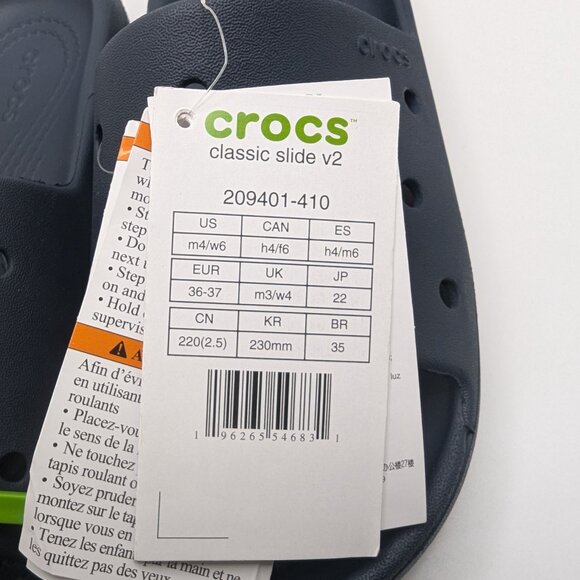 Crocs Classic Slides Sandals V2.0 Slip On Navy US Size m4/w6 - Picture 8 of 9